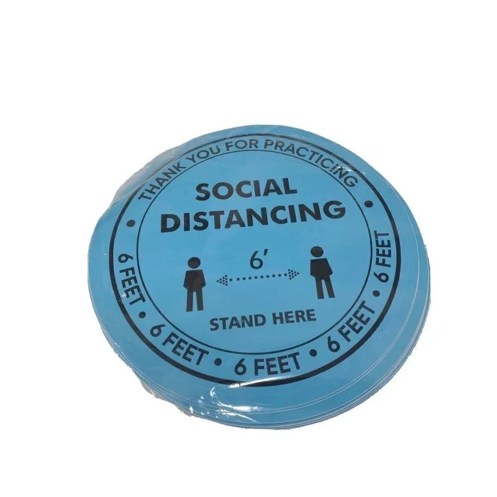 Social Distancing floor decal pack of 20 blue 10" with human figures diagram